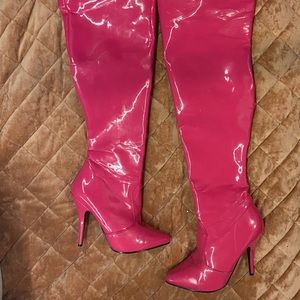 Pleaser Seduce Over-The-Knee boots in Pink